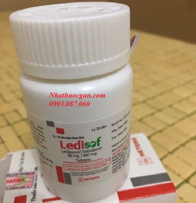 Ledisof hoạt chất Ledipasvir 90mg, Sofosbuvir 400mg, hộp 28 viên