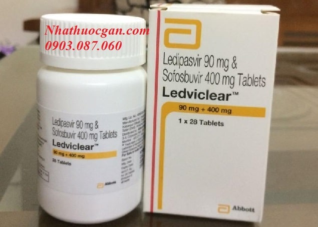 Ledviclear hoạt chất Ledipasvir 90mg, Sofosbuvir 400mg, hộp 28 Viên