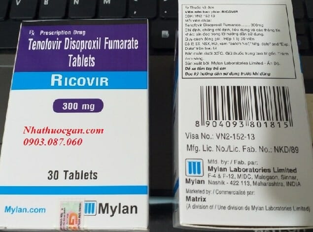 Thuốc Ricovir 300mg điều trị viêm gan B và HIV